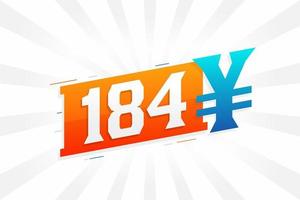 184 yuan symbole de texte vectoriel de devise chinoise. 184 yens monnaie japonaise vecteur de stock d'argent