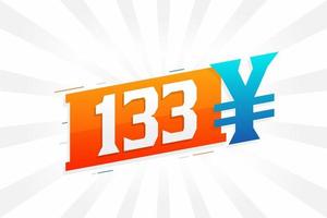 133 yuan symbole de texte vectoriel de devise chinoise. 133 yen monnaie japonaise vecteur de stock d'argent