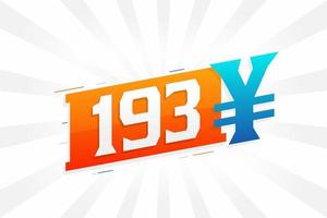 193 yuan symbole de texte vectoriel de devise chinoise. 193 yen monnaie japonaise vecteur de stock d'argent