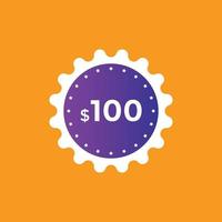 Bannière de promotion de vente de 100 dollars par mois. offre spéciale, étiquette de prix de 100 dollars par mois, bouton acheter maintenant. concept de marketing de promotion commerciale ou commerciale vecteur