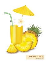 jus d'ananas réaliste avec des tranches de fruits vecteur