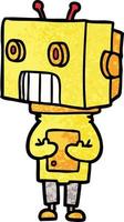 robot mignon de dessin animé de texture grunge rétro vecteur