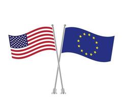 drapeaux de l'ue et des états-unis. union européenne et symboles nationaux américains. illustration vectorielle. vecteur
