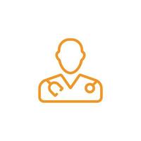 eps10 vecteur orange médecin avec icône stéthoscope isolé sur fond blanc. symbole de médecin de soins médicaux dans un style moderne et plat simple pour la conception de votre site Web, votre logo et votre application mobile