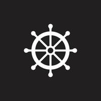 eps10 vecteur blanc volant de bateau icône art abstrait isolé sur fond noir. symbole de direction du capitaine dans un style moderne et plat simple pour la conception de votre site Web, votre logo et votre application mobile