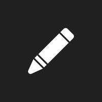 eps10 vecteur blanc crayon abstrait art solide icône isolé sur fond noir. symbole rempli de crayon de dessin à la cire dans un style moderne et plat simple pour la conception de votre site Web, votre logo et votre application mobile