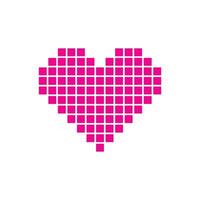 eps10 vecteur rose pixel art coeur abstrait solide icône isolé sur fond blanc. symbole d'amour dans un style moderne et plat simple pour la conception de votre site Web, votre logo et votre application mobile