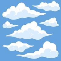 collection d'éléments de nuages duveteux de dessin animé vecteur