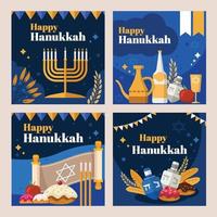 célébration de la fête de hanukkah publications sur les réseaux sociaux vecteur