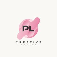 pl lettre initiale logo coloré icône éléments de modèle de conception vecteur