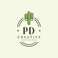 pd lettre initiale cactus vert logo vecteur