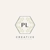 pl lettre initiale fleur logo modèle vecteur art vectoriel premium