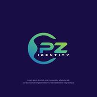 pz lettre initiale ligne circulaire modèle de logo vecteur avec dégradé de couleurs