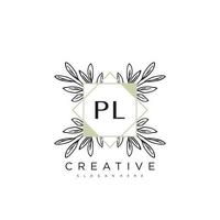 pl lettre initiale fleur logo modèle vecteur art vectoriel premium