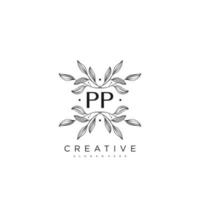 pp lettre initiale fleur logo modèle vecteur art vectoriel premium