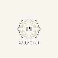 pi lettre initiale fleur logo modèle vecteur art vectoriel premium