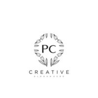 pc lettre initiale fleur logo modèle vecteur art vectoriel premium