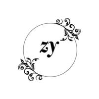 initiale zy logo monogramme lettre élégance féminine vecteur