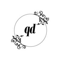 initiale qd logo monogramme lettre élégance féminine vecteur