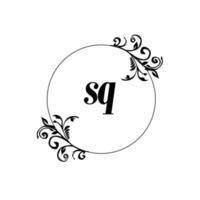 initial sq logo monogramme lettre élégance féminine vecteur