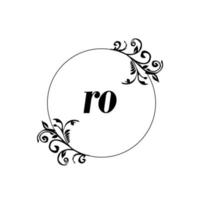 initiale ro logo monogramme lettre élégance féminine vecteur