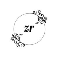 initiale zr logo monogramme lettre élégance féminine vecteur