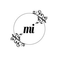 initiale mi logo monogramme lettre élégance féminine vecteur