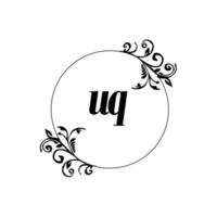 initiale uq logo monogramme lettre élégance féminine vecteur