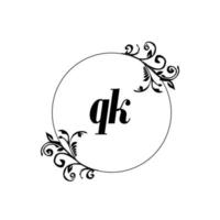 initiale qk logo monogramme lettre élégance féminine vecteur