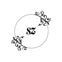 initiale sz logo monogramme lettre élégance féminine vecteur