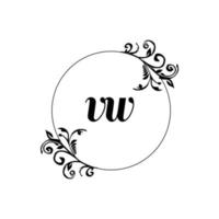 initiale vw logo monogramme lettre élégance féminine vecteur