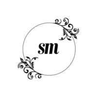 initiale sm logo monogramme lettre élégance féminine vecteur