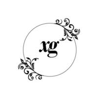 initiale xg logo monogramme lettre élégance féminine vecteur