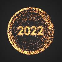 bonne année 2022. fond de particules d'explosion dorée. vecteur