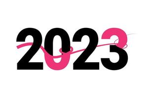 bonne année 2023 logo et modèle de conception de texte avec rose et noir. vecteur