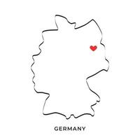 carte minimaliste de l'allemagne avec un coeur à la place de berlin vecteur