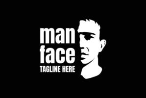 logo de silhouette de visage de tête d'homme noir sombre vecteur