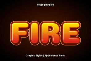 effet de texte de feu avec style graphique et modifiable. vecteur