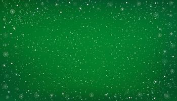 bannière de noël avec de la neige sur fond vert scène de paysage d'hiver abstrait vectoriel avec des flocons de neige sur la bordure du cadre, effet de temps froid et décoration de texture enneigée