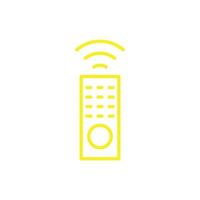 eps10 vecteur jaune télécommande tv ligne art icône isolé sur fond blanc. symbole de contour de télécommande de télévision dans un style moderne simple et plat pour la conception de votre site Web, votre logo et votre application mobile