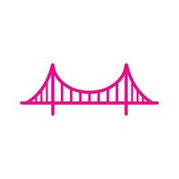 eps10 vecteur rose golden gate bridge ligne icône d'art isolé sur fond blanc. symbole de contour de pont suspendu dans un style moderne simple et plat pour la conception de votre site Web, votre logo et votre application mobile