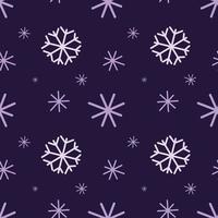 motif de flocon de neige de Noël sur fond violet. motif de flocon de neige harmonieux grand et petit pour l'impression de tissu ou de papier d'emballage vecteur