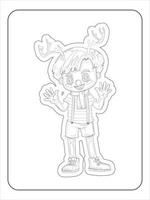 coloriage de personnages de dessins animés de noël pour les enfants vecteur