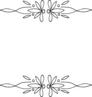 fleur ornement floral bordure de cadre croquis horizontal doodle dessiné à la main. espace pour texte, carte modèle, invitation, monochrome, minimalisme. vecteur