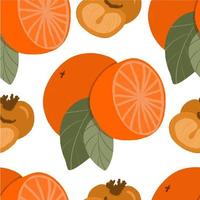 modèle sans couture orange fruits et kakis dessinés à la main vecteur