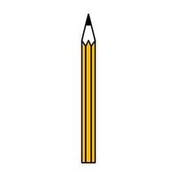 illustration vectorielle de conception de crayon d'école icône blanche isolée d'art d'outil d'écriture. équipement crayon avec gomme signe simple de couleur jaune. fournitures de papeterie instrument en bois dessin icône outil élément travail vecteur