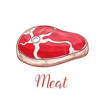 icône isolé de croquis de vecteur de steak de viande fraîche