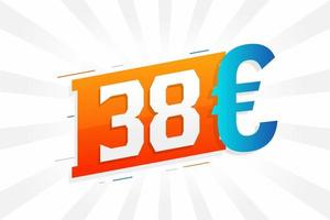 Symbole de texte vectoriel de devise de 38 euros. 38 euros vecteur de stock d'argent de l'union européenne