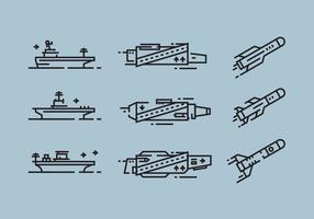 Porte-avions et de missiles Icône linéaires Vecteurs vecteur