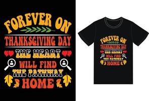 conception de t-shirt pour toujours le jour de thanksgiving vecteur